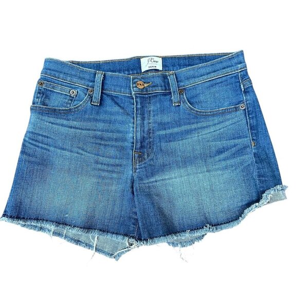 J. Crew Denim Cutoff Jean Shorts Frayed Hem‎ Blue Women's Size 27 - Picture 1 of 6